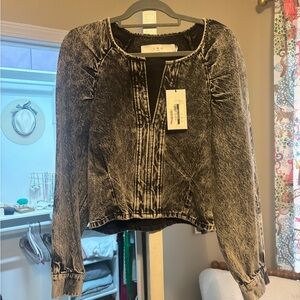 IRO Black Ruched Long Sleeve Blouse